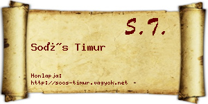 Soós Timur névjegykártya